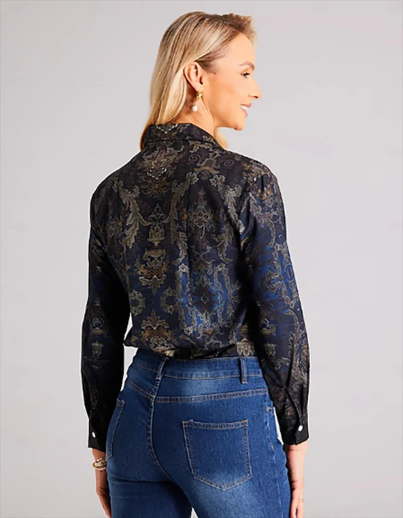 URBAN ELEGANTIE | Hersftblouse in Herfstkleuren | Trendy Katoenen Blouse | Button Down Overhemd Dames