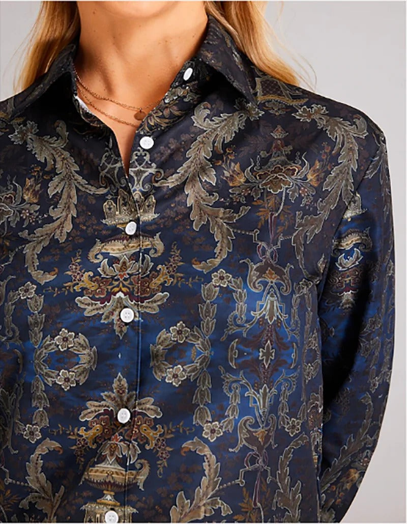 URBAN ELEGANTIE | Hersftblouse in Herfstkleuren | Trendy Katoenen Blouse | Button Down Overhemd Dames
