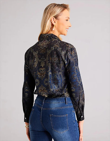 URBAN ELEGANTIE | Hersftblouse in Herfstkleuren | Trendy Katoenen Blouse | Button Down Overhemd Dames